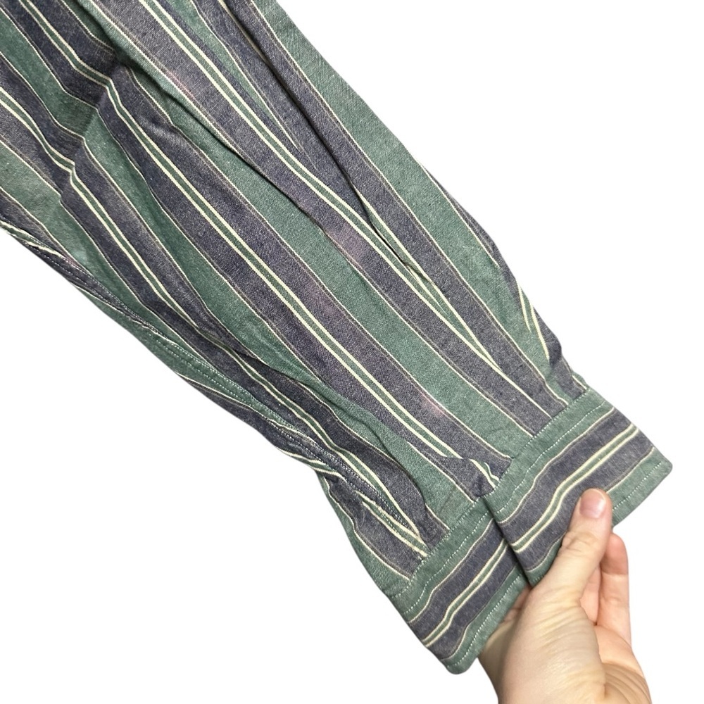 Polo by Ralph Lauren Striped Button Down Shirt Large 100% Cotton Mandarin Collar - Picture 6 of 10